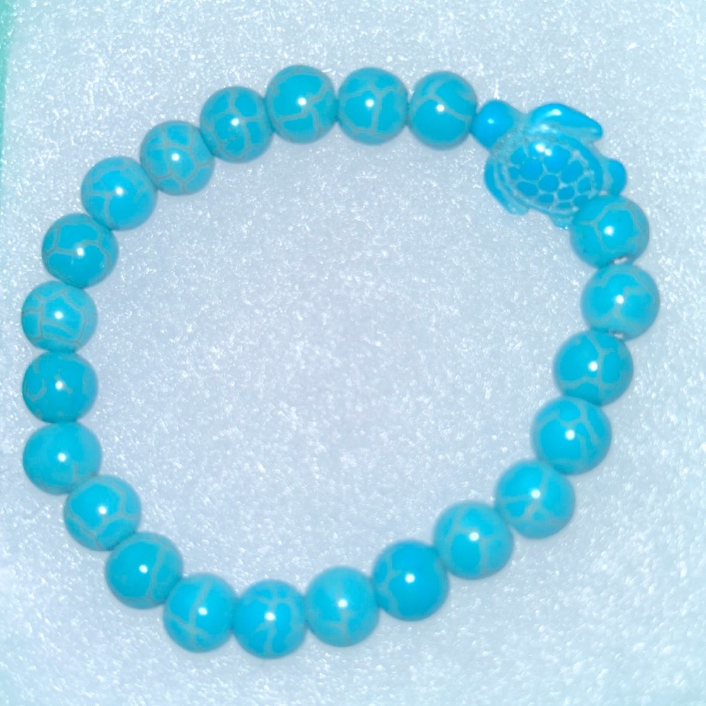 Turquoise Crystal Natural Turtle 🐢 6-8” Bracelet - Picture 3 of 6